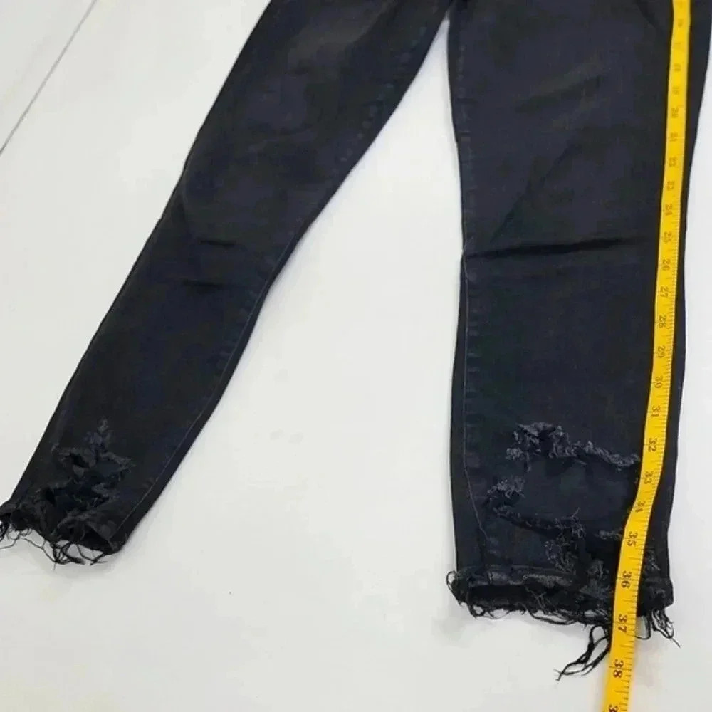 Agolde Sophie High Rise Skinny Crop Temple Washed Black Distressed Jeans REVOLVE - Picture 5 of 16